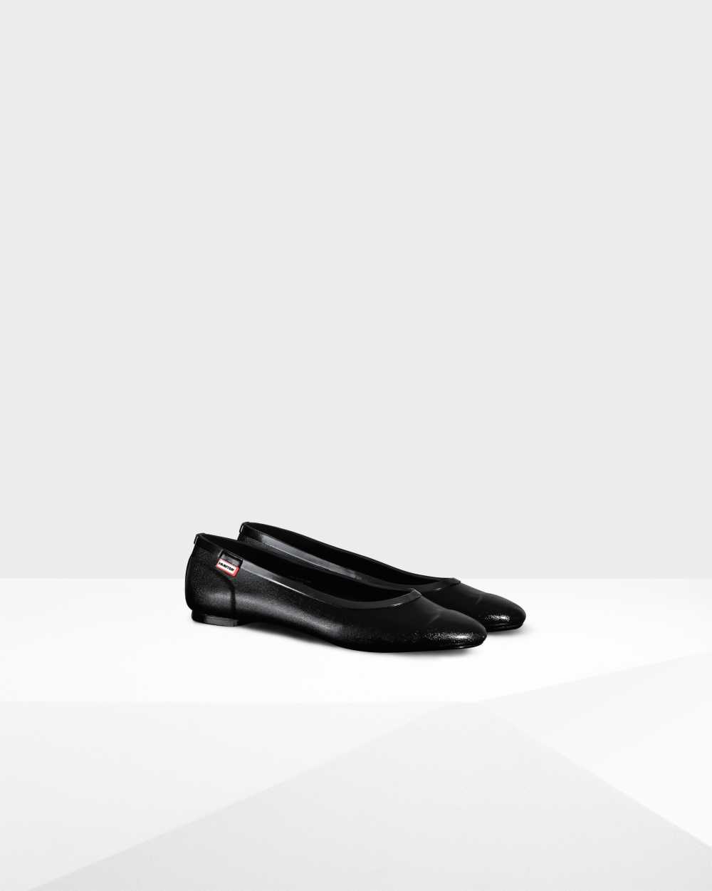 Hunter Original Tour Gloss Women's Ballet Flats NZ-42821F Black